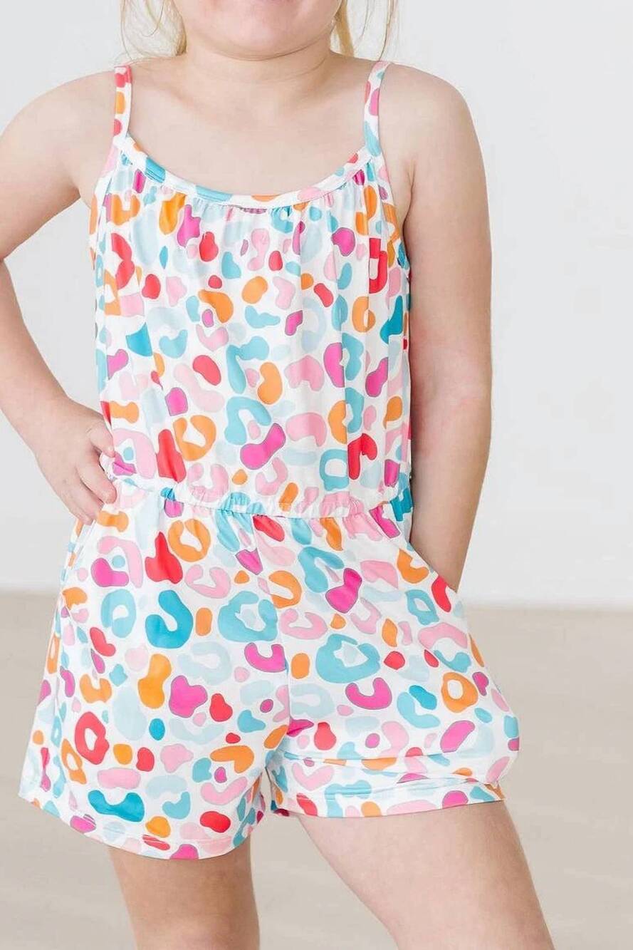 NEW MILA & ROSE kids wild child strappy play romper in multicolor